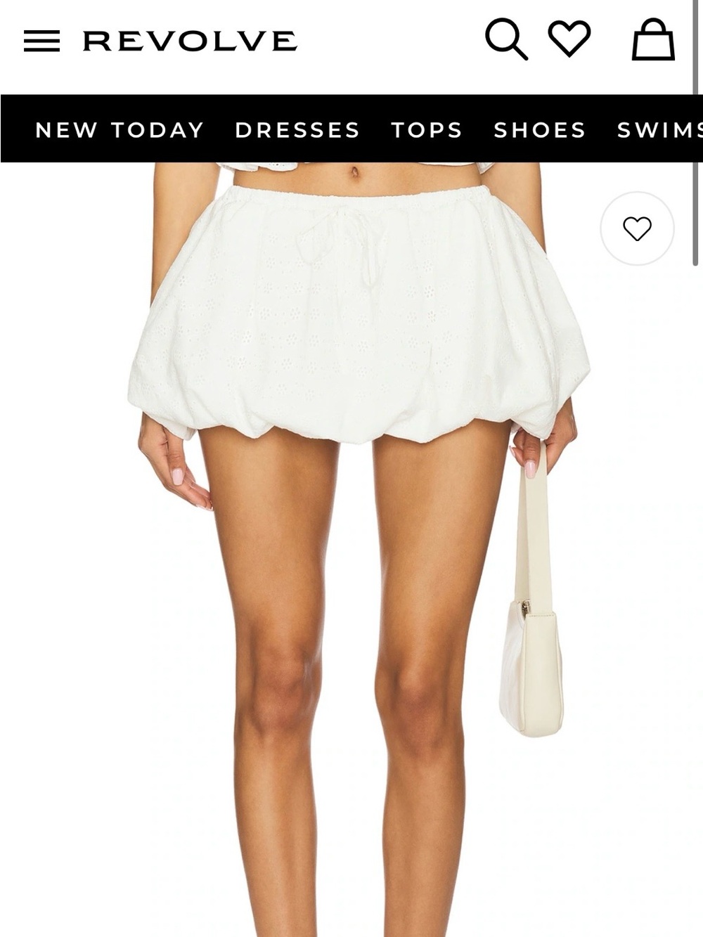 More To Come Veneda Bubble Mini Skirt White Ruched Poplin S